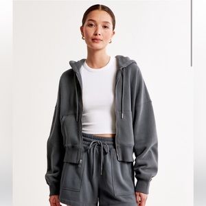 Abercrombie Essential ribbed Sunday hooded full zip